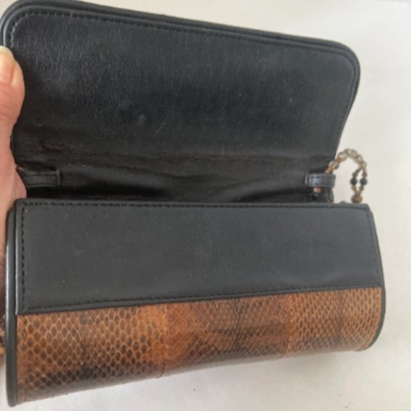 GOOD CONDITION Vintage Brown Snake Skin Jeweled Shoulder Bag - Picture 4 of 4